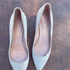 Enzo Angiolini Matalic White-Gold Heels (Size 6.5)